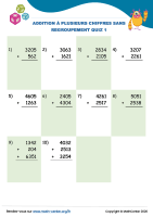 Addition à plusieurs chiffres sans regroupement quiz 1