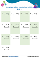 Multiplication à plusieurs chiffres quiz 3