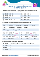 Valeur de position à plusieurs chiffres quiz 2