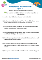 Problèmes de multiplication quiz 12