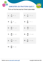 Simplifier les fractions quiz 2