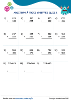 Addition à trois chiffres quiz 1