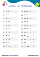Addition à deux chiffres quiz 6