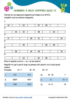Nombres à deux chiffres quiz 12
