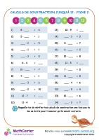 12 calculs de soustraction manquante à 12 fiche 2