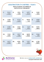 Soustraction à 4 chiffre fiche 1