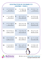 Soustraction de colonnes à 5 chiffres fiche 1