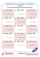 Soustraction de colonnes à 5 chiffres fiche 5