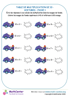 10 tables de multiplication - voiture fiche 1