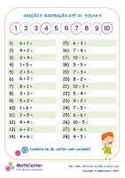 Adição E Subtração A 10 Folha 5