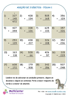 Adição De 3 Dígitos (Reagrupamento) Folha 1