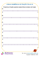 Frações em uma linha numérica imprimível 6ª série planilhas