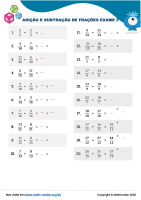 Quiz Adição e subtração de frações