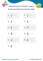 Matemática: Exercícios de Simplificação de fração  Fração matemática,  Frações equivalentes, Matematica resposta