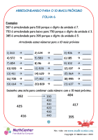 Arredondando Para a Dezena Mais Próxima Quarto Ano Planilhas ...