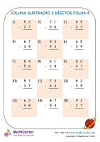 Exercícios de Subtração de Dois Dígitos Planilhas | Atividades de ...