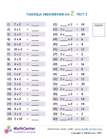 Таблица Умножения На 2 - Тест 3