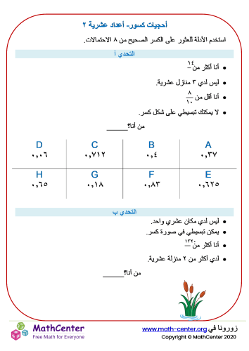 الكسر - الألغاز العشرية ٢