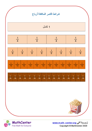 شرائط الكسر المكافئة أرباع