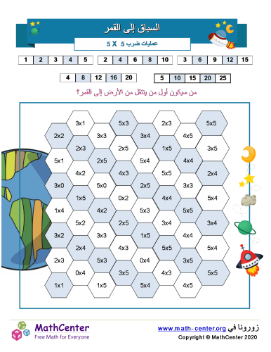 السباق إلى القمر- الضرب حتى 5×5