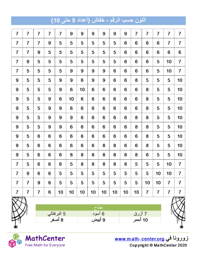 اللون حسب الرقم - خفاش (أرقام من 5 إلى 10)