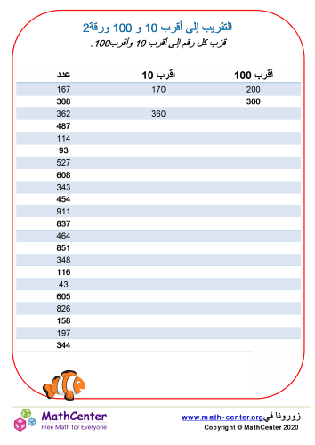 التقريب إلى أقرب 10 و 100 ورقة 2