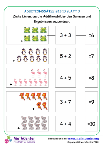Additionssätze Bis 10 Blatt 3