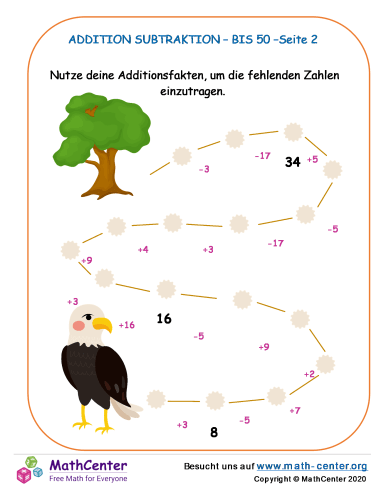 Addition & Subtraktion Bis 50 Blatt 2