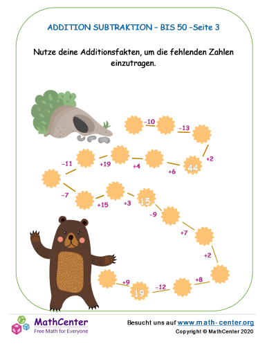 Addition & Subtraktion Bis 50 Blatt 3