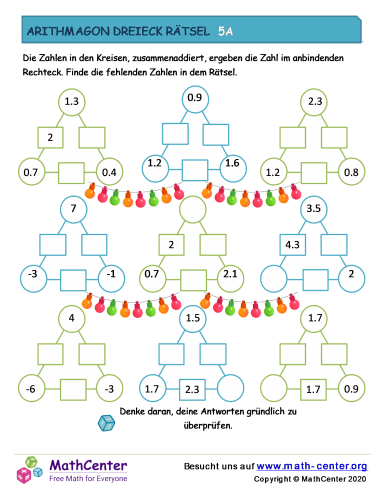 Arithmagon Dreieck Rätsel 5A | Arbeitsblätter | Math Center