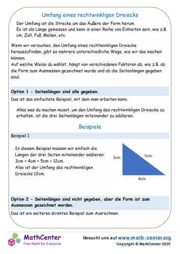 Umfang Eines Rechtwinkligen Dreiecks