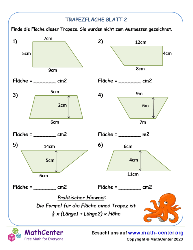 Siebte Klasse Arbeitsblätter: Fläche und Umfang | Math Center
