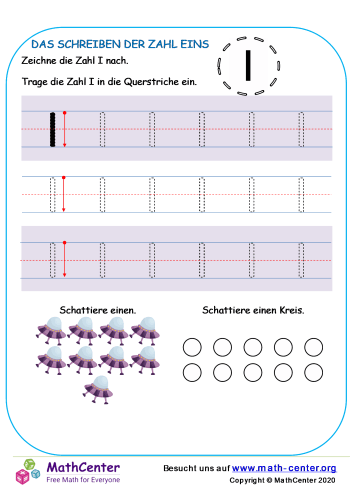 Das Schreiben Der Zahl Eins