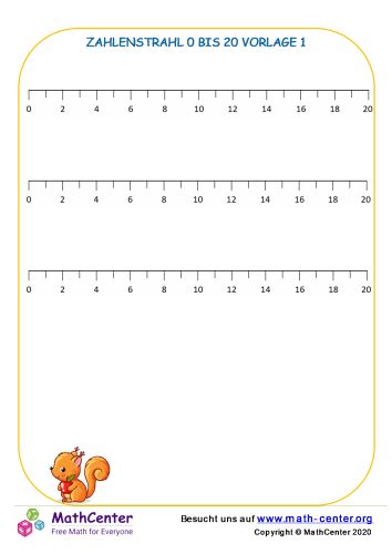 Zahlenstrahl 0 Bis 20 Vorlage 1 | Lernseiten | Math Center