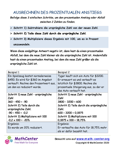 Ausrechnen Des Prozentualen Anstiegs