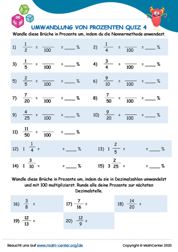 Umwandlung Von Prozenten Quiz 4