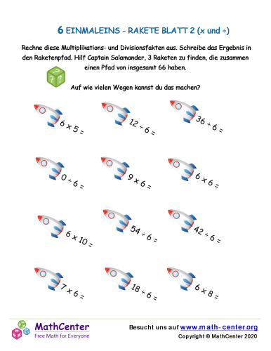 6) Einmaleins - Rakete Blatt 2 (X Und ÷)