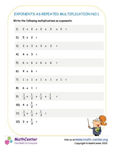 Sixth Grade Worksheets: Exponents | Math Center