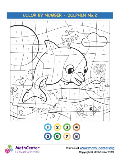 Color By Numbers - Dolphin No.2 | Coloring Activities | Math Center