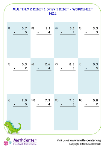 Fifth Grade Worksheets: Long Multiplication | Math Center