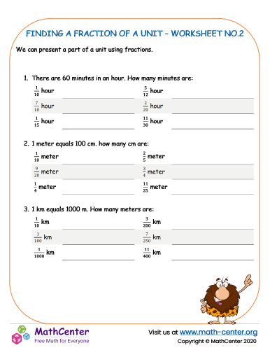 Finding a fraction of a unit worksheet 2 Worksheets Math Center