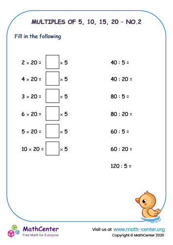 Multiples of 5, 10, 15, 20 - No.2