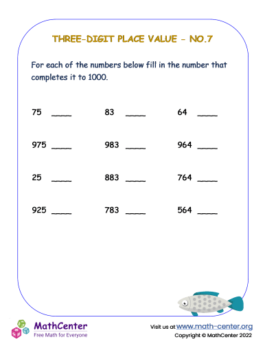 Three digit place value Worksheet No 7 Worksheets Math Center