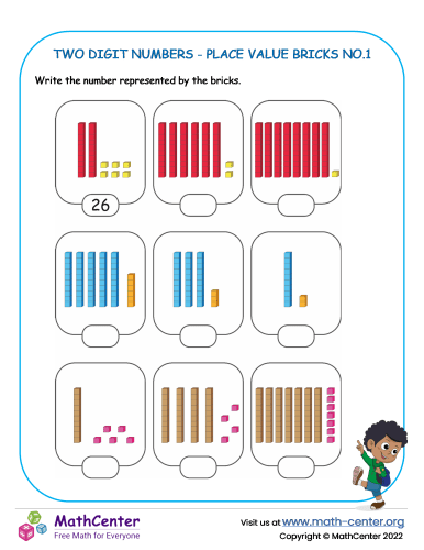 Two-digit Numbers - Place Value Bricks No.1 | Worksheets | Math Center