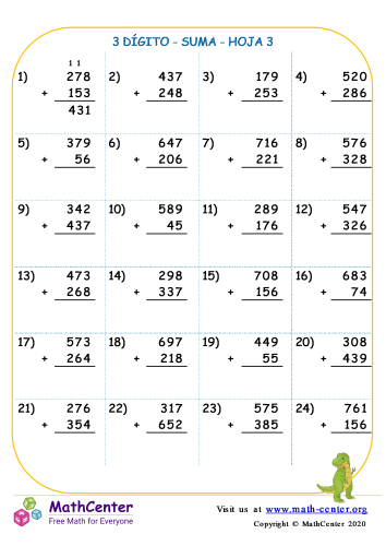3 Dígito - Suma - Hoja 3