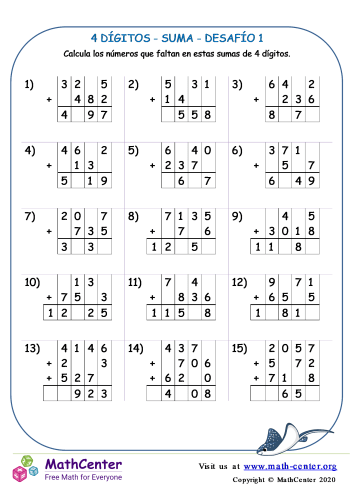 4 Dígito - Suma - Desafío 1