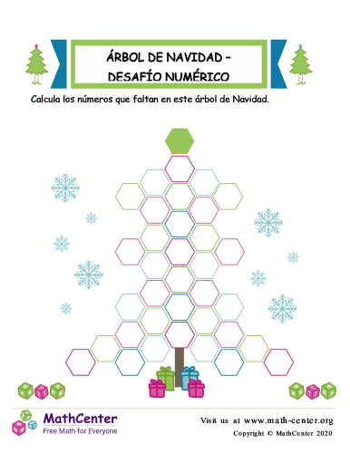 Plantilla de desafío de número de árbol de Navidad