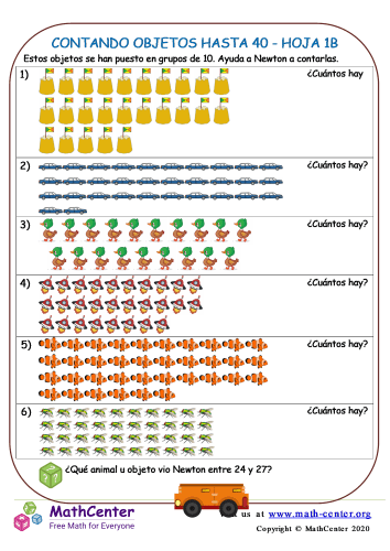 Contando Objetos Hasta 40 Hoja 1B