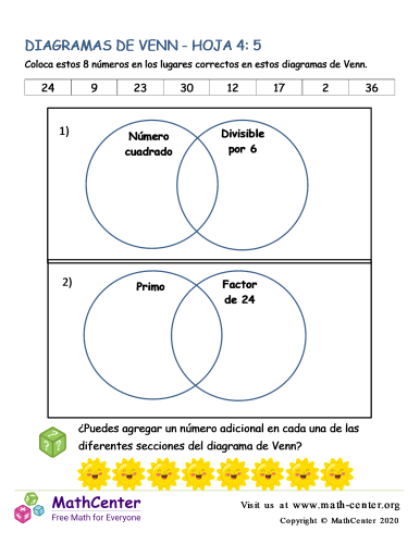 Hoja De Diagramas De Venn 4: 5