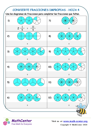 Convierte Fracciones Impropias Hoja 4